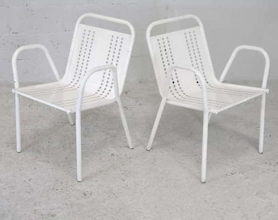 Image 1 of 2x Alveolate Steel Armchairs France