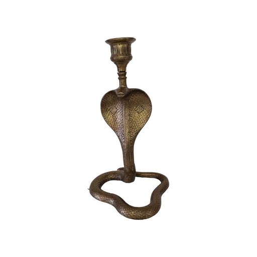 Vintage brass Cobra candlestick