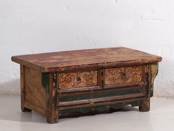 Tavolo kang policromo Shanxi con due cassetti – Cina, c. 1930 – Tavolini da caffè, Iron (photo 2 of 25)