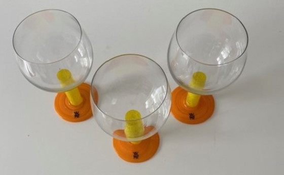 WMF 6 Schitterende Memphis Style Rode Wijnglazen 1980's – Glazen & Karaffen, Glass (photo 9 of 9)