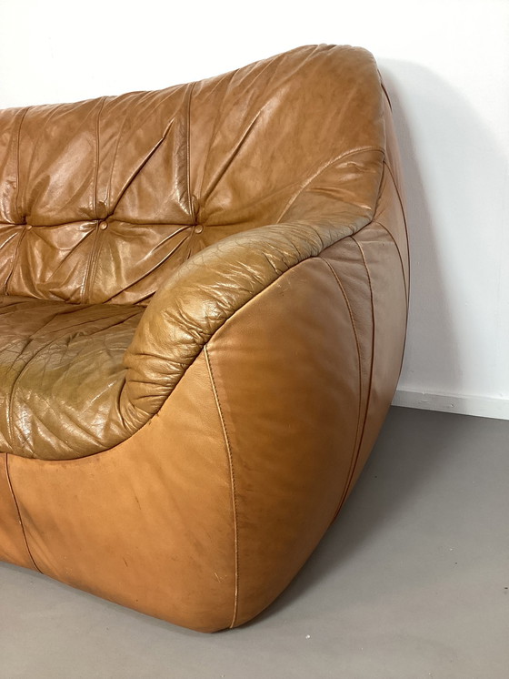 Image 1 of 3 zits congnac kleur lederen Italiaans bank jaren’70