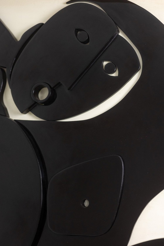 Image 1 of Large Bas-Relief Panel "Oh! Sortez du Cadre". Contemporary.