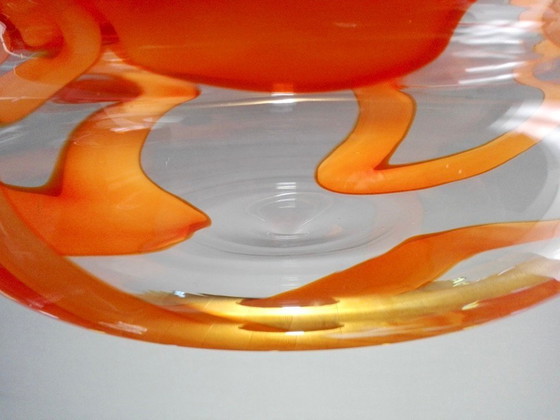 Image 1 of Lampada a sospensione a una luce Mazzega Murano anni '70 in vetro soffiato a mano e cromo.