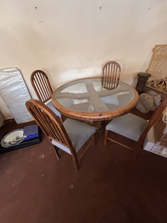 Image 1 of Dining Table Wood With Four Chairs