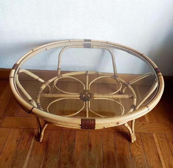 Image 1 of Vintage Wicker Coffee Table 1970