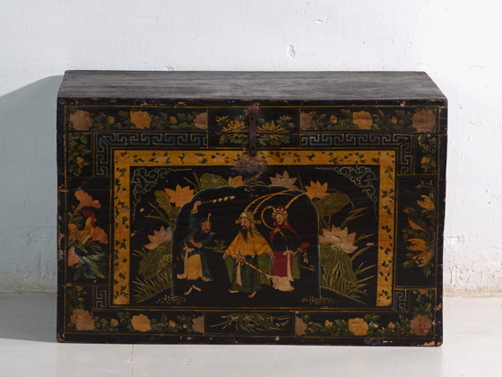 Baule antico laccato nero in legno di pino – Cina, circa 1900 – Armadi contenitori, Iron (photo 34 of 40)