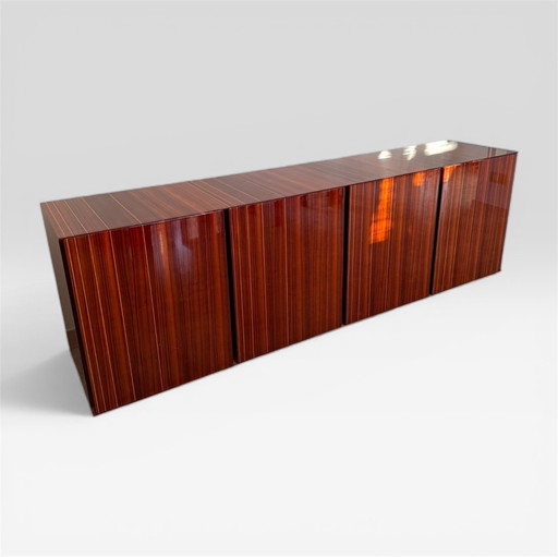 Monumental Rosewood Sideboard Zebrawood Lacquered Mid-Century Design 1970