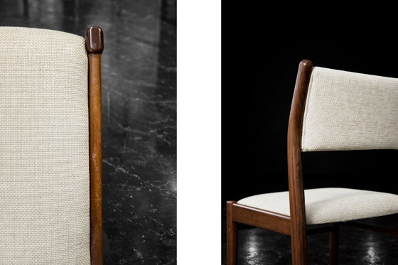Image 1 of Chaises danoises vintage en teck et tissu beige, style moderne du milieu du siècle, années 1960, lot de 4