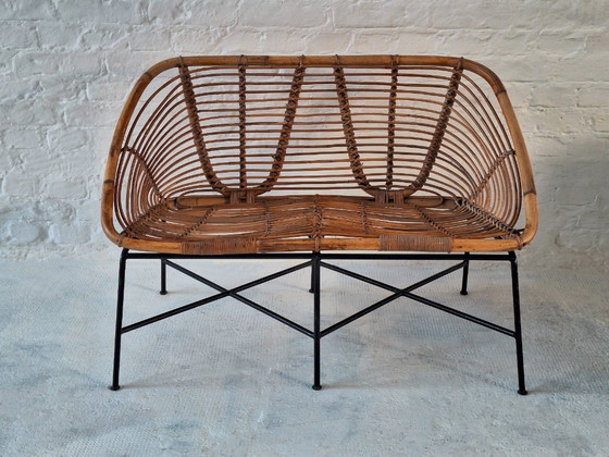 Mid Century Italian Bamboo and Iron 2-Seater Sofa, 1960s – 2 seaters (photo 2 of 8)