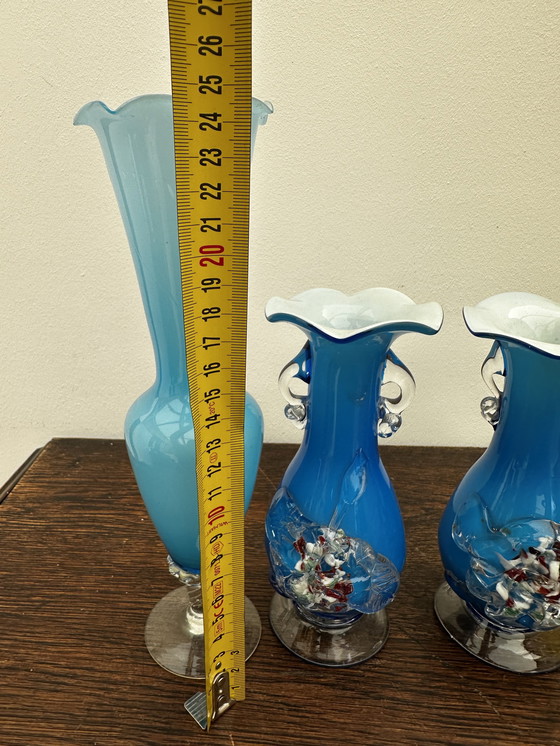 Image 1 of 4 vintage Murano glass soliflore vases