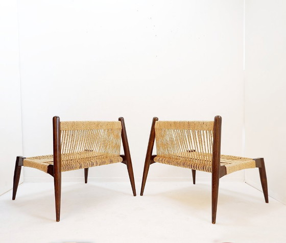 Image 1 of Paire de fauteuils en corde de jute et bois massif