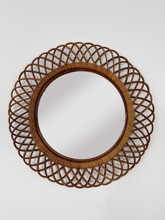 Spiegel met bamboe en rieten lijst, Italië, 1960 – Rotan, Mid Century Modern (photo 9 of 9)