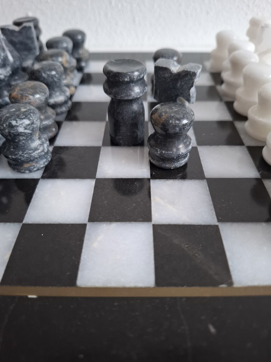 Image 1 of Marble Chess Game With Chess Figures