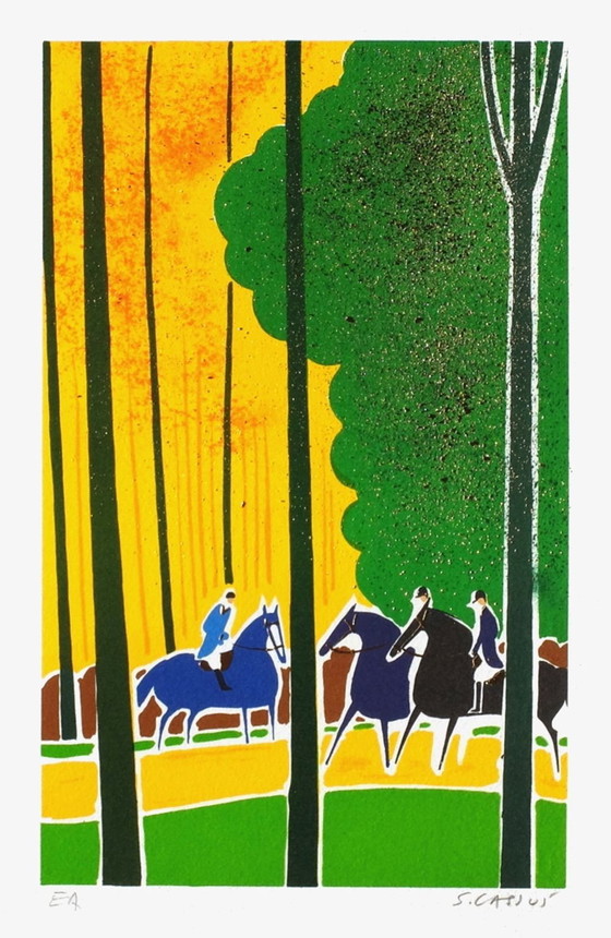 Image 1 of Serge LASSUS Chevaux et cavaliers 16 Signed lithograph 1990