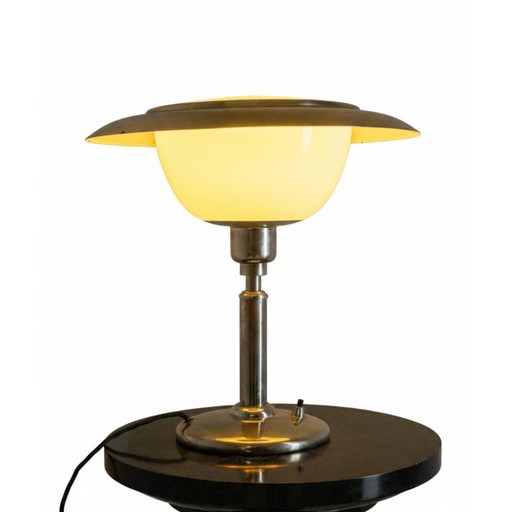 Lampada da tavolo Art Déco con vetro opalino, circa 1930