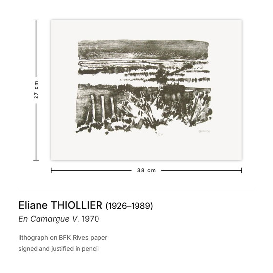 Eliane THIOLLIER ondertekende lithografie En Camargue V 1970 – Litho's & Zeefdrukken, Paper (photo 3 of 5)