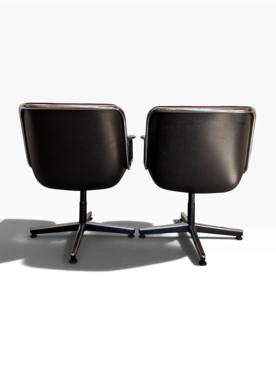 Paire de Fauteuils Executive Charles Pollock Knoll Cuir Bordeaux – Leather (photo 5 of 11)