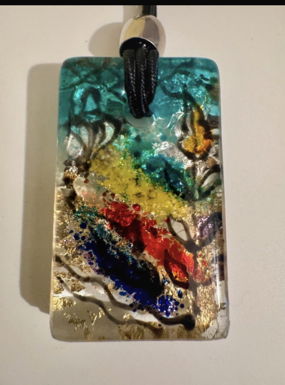 Elisa Vidussi Art Glass Pendant – Art In Glass – Decorative Objects, Metal (photo 2 of 6)