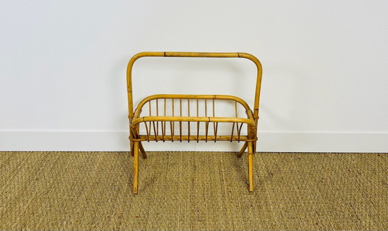 Image 1 of Vintage tijdschriftenrek van rotan, 1960