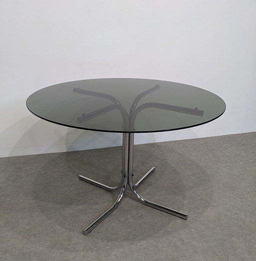 Round Table, 1970s, Smoked Glass