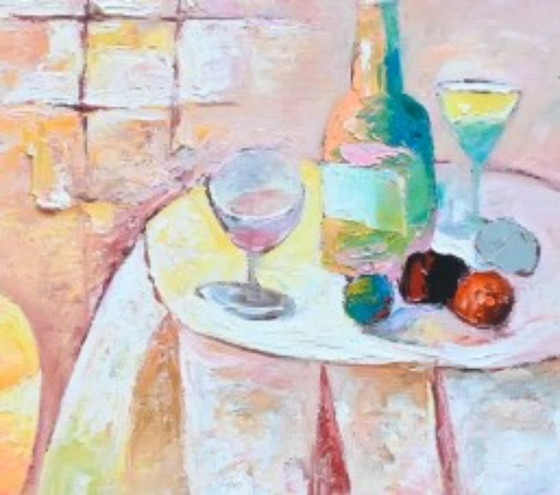 Yutao Ge, Frau mit einem Glas Wein – Gemälde & Zeichnungen, Canvas, Wood, Figuratief (photo 3 of 5)