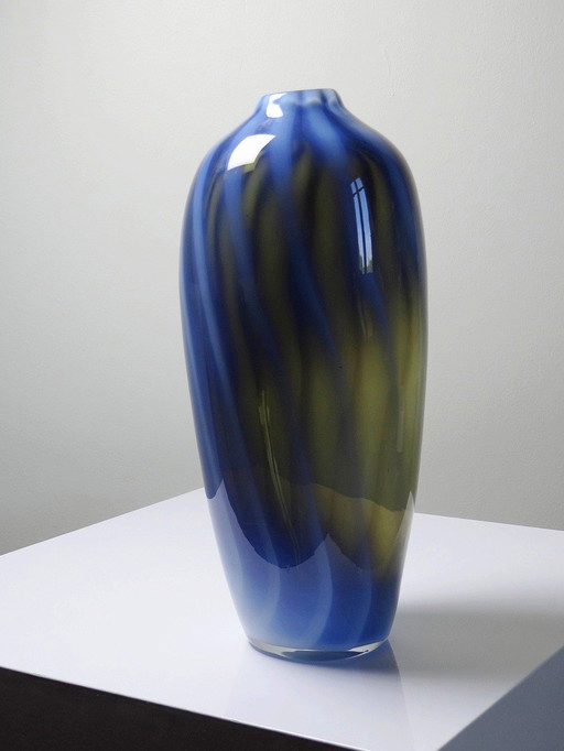 Vintage Perenvaas Rookglas Bekleed met Opaline Murano Zeepbel