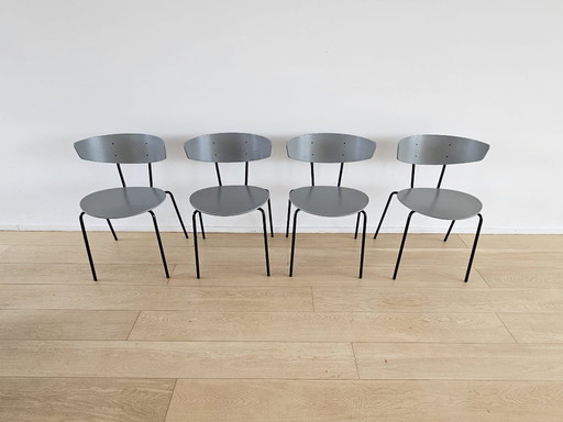 4x Chaises Ferm Living Herman gris/noir