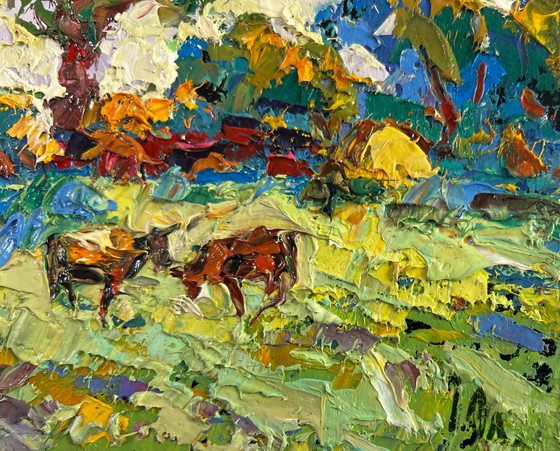 Image 1 of Original Oil Painting Summer Nature Landscape Warmth in the heart of the heat