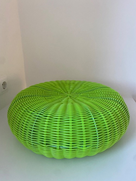 Image 1 of Vintage Ikea Wicker - Poef, kunststof vlechtwerk 1980 - 1990