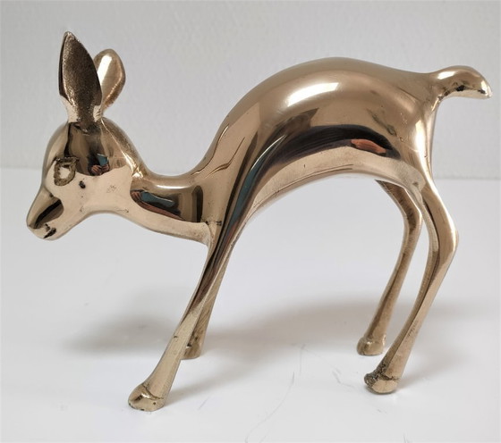 Image 1 of solid brass deer, 1980s
