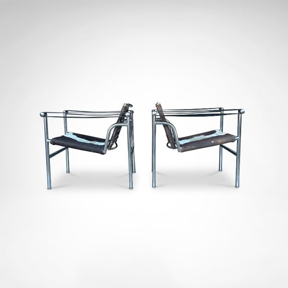 Image 1 of Fauteuil LC1 en peau de poney, modèle ancien, conçu par Le Corbusier et al. pour Cassina, années 1970, lot de 2.