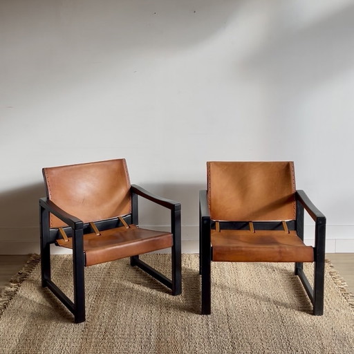 Set 2 Karin Mobring leather armchair IKEA vintage 70's