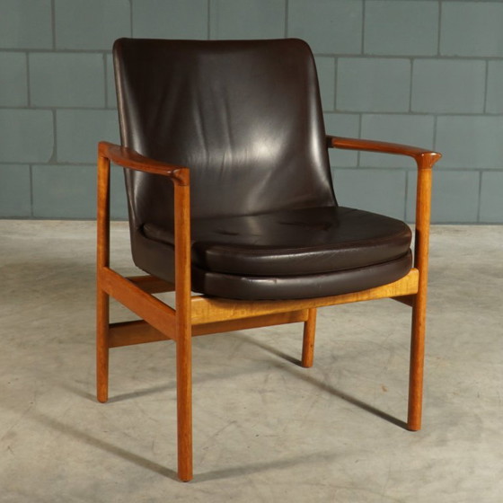 Fauteuils vintage – Ib Kofod Larsen – Fröscher – 1960 – Leather, Wood (photo 12 of 16)