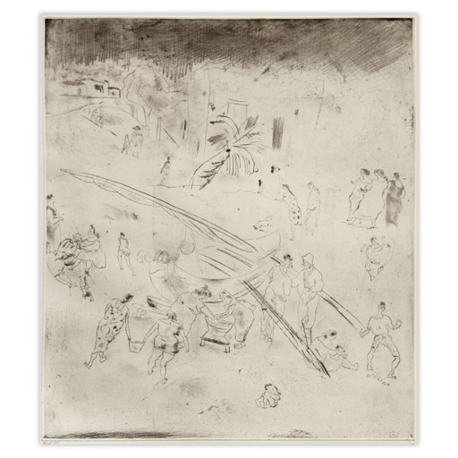 Jules PASCIN Port Maltais II Radierung 1980