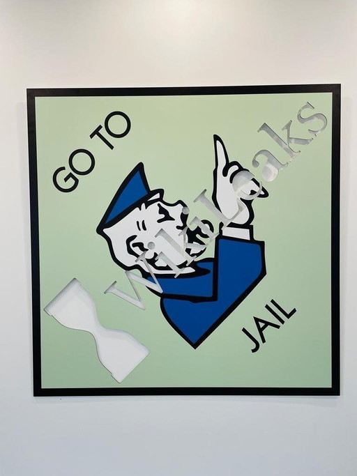 HARISSART – Monopoly, ab ins Gefängnis Wikileaks – Aluminium-Siebdruck