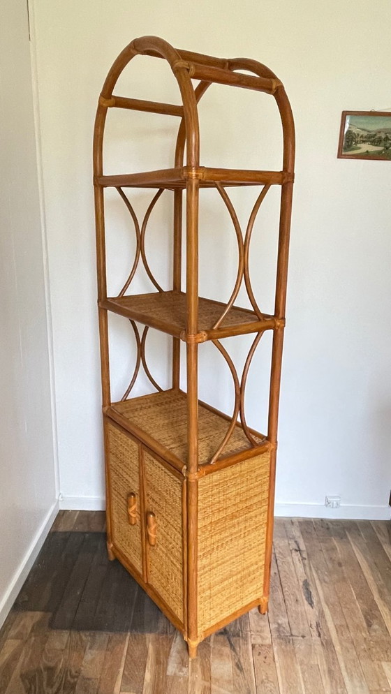 Image 1 of Etagere Osier Bambou Vintage
