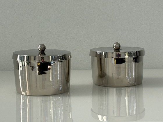 Image 1 of Ensemble de deux boîtes rondes en acier inoxydable