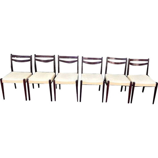 Set di 6 sedie scandinave vintage con seduta in Skaï giallo pallido