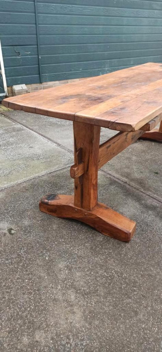 Image 1 of Antique rustic solid oak large dining table