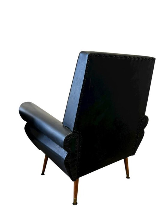 Image 1 of Set of 2 vintage black and red armchairs / seats / single seats
