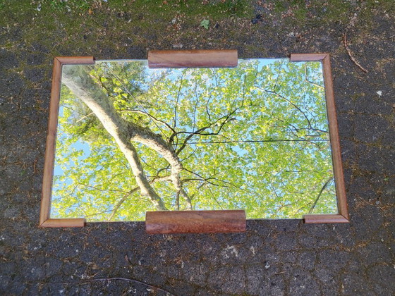 Image 1 of Vintage Art Deco Coffee Table/Side Table in Walnut, Oak & Glass with Mirror, 193040