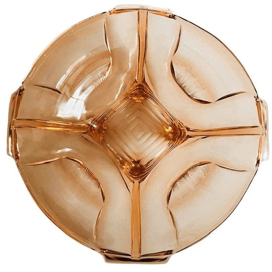 Image 1 of Vintage glass Walther Glas & Sons fruit bowl Sigrid Rosaline pink glass 1930s