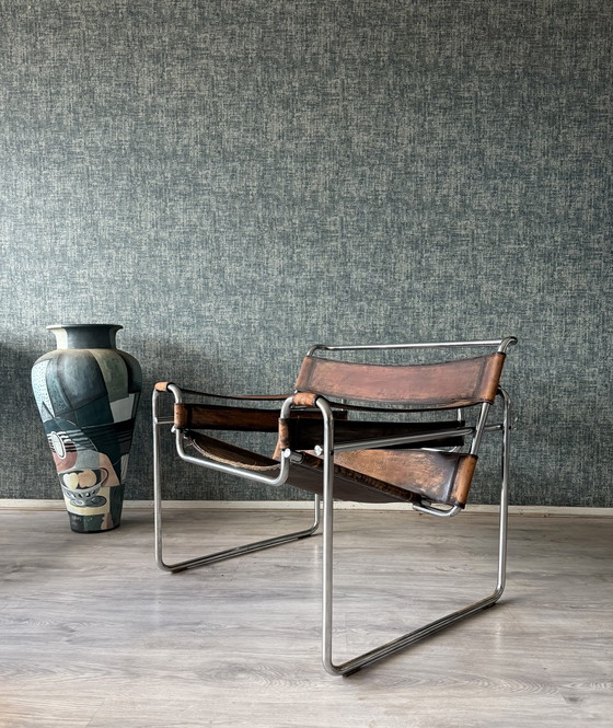 Image 1 of Vintage Marcel Breuer, sedia Wassily, patinata, Italia - anni '60