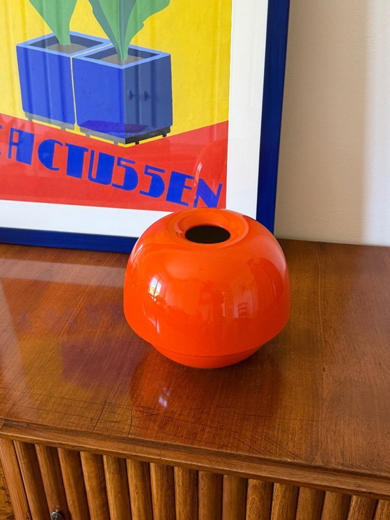 Image 1 of Vase en céramique orange de l'ère spatiale, Sicart Italie vers 1970