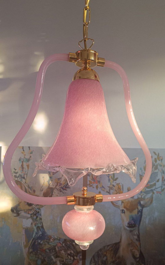 Image 1 of Murano Lampadario Colore Rosa-Seta Arte Veneziana Collezione Lulù Sylcom (Fuori Produzione) Nuovo