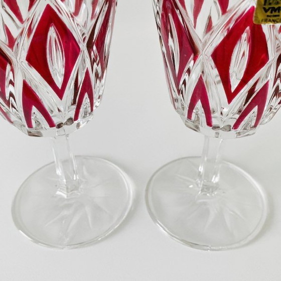 Image 1 of Set vintage VMC France Reims champagne glazen Harlequin 1960's nieuw
