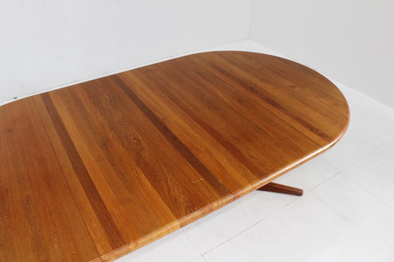 Image 1 of Table de salle à manger ronde extensible vintage danoise en teck massif Glostrup