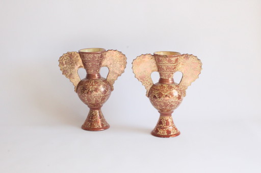 Hispano Moresque Neoklassieke Koperen Lustre vazen, 19de