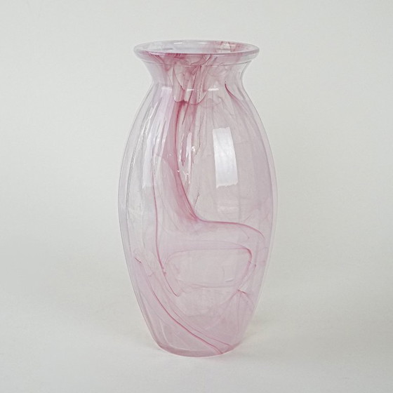 Image 1 of Pink glass vase, Italian design, 1980s, made in Italy