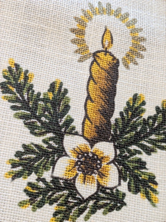 Image 1 of Seltene 60er–70er Jahre Vintage Weihnachts-Tischdecke von NAGEL Piepmatz – 100x100 cm